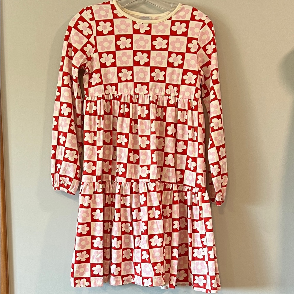 Hanna Andersson - 12, Red and Pink Floral Checkered Dress